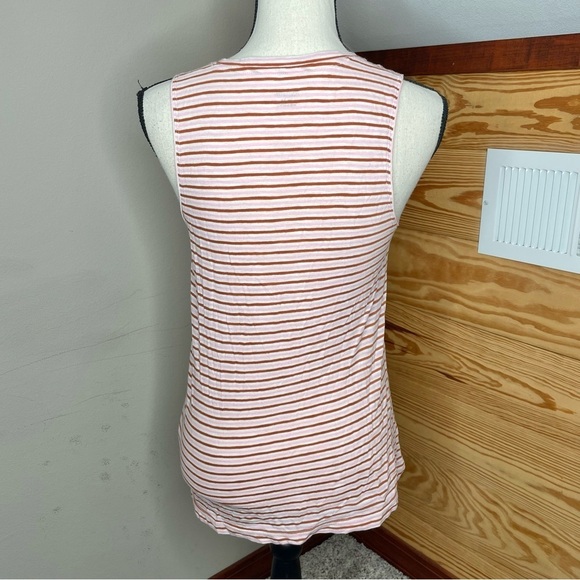 Madewell Whisper Cotton V-Neck Pocket Tank Top in Greywood Stripe Extra Small - Picture 4 of 10